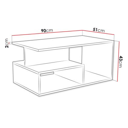 Koffie Tafel PRIMA 43x90 cm wit