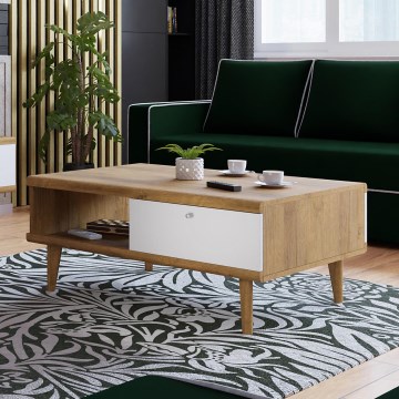 Koffie Tafel PRIMO 46x107 cm eiken riviera/wit