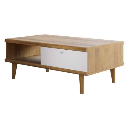 Koffie Tafel PRIMO 46x107 cm eiken riviera/wit