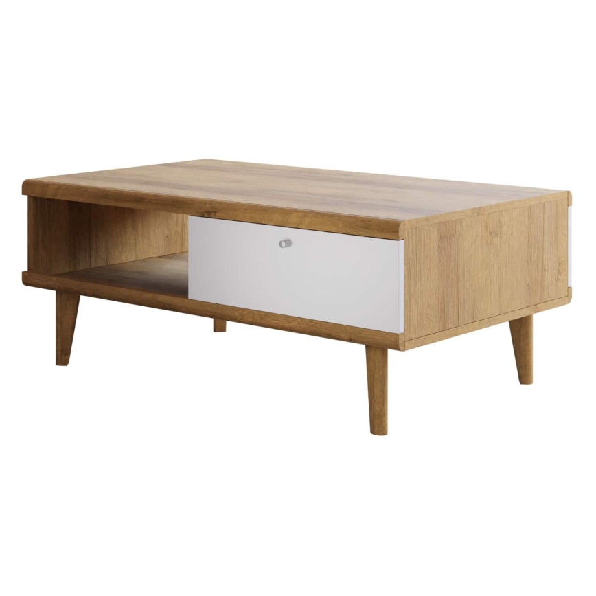 Koffie Tafel PRIMO 46x107 cm eiken riviera/wit