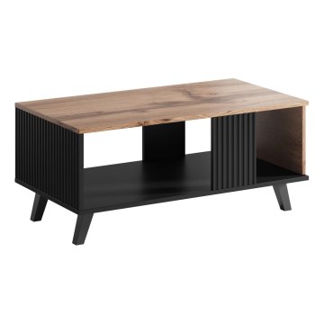 Koffie Tafel RANDOM 40x92 cm zwart/eiken wotan