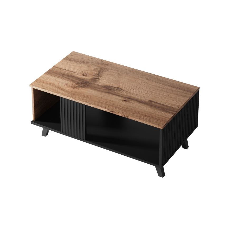 Koffie Tafel RANDOM 40x92 cm zwart/eiken wotan