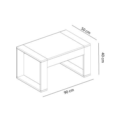 Koffie Tafel RETRO 40x90 cm wit/bruin