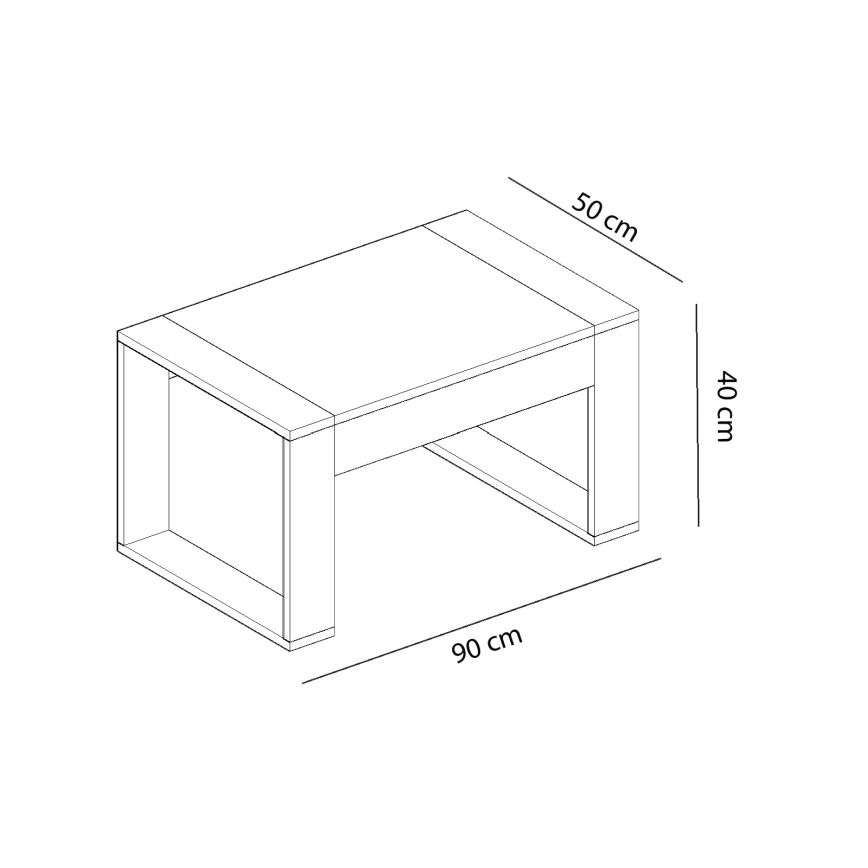 Koffie Tafel RETRO 40x90 cm wit/bruin