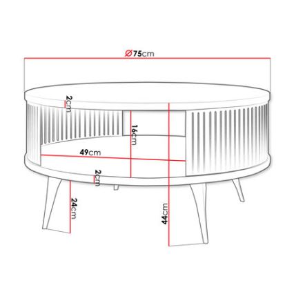 Koffie Tafel ROENNI 44x75 cm zwart/wit