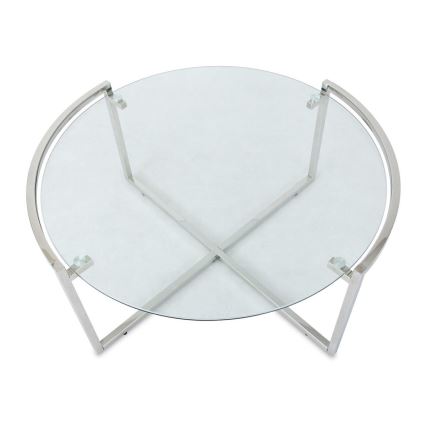 Koffie Tafel SOLAS 40x90 cm glanzend chroom/doorzichtig