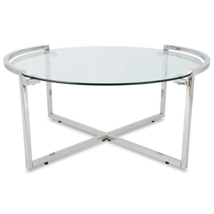 Koffie Tafel SOLAS 40x90 cm glanzend chroom/doorzichtig