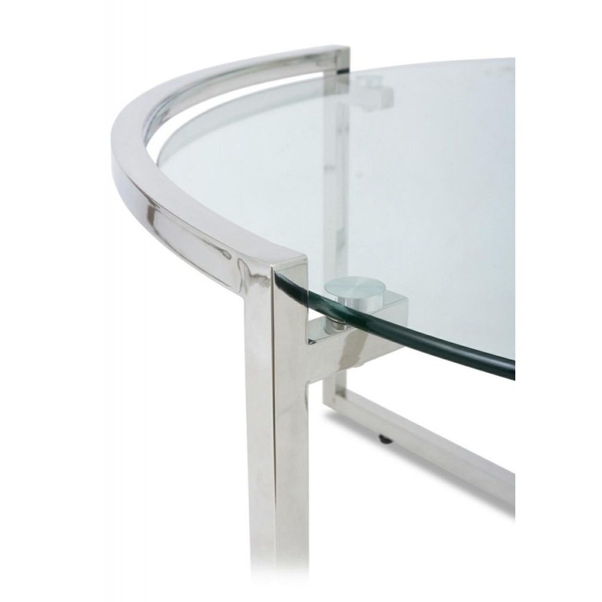 Koffie Tafel SOLAS 40x90 cm glanzend chroom/doorzichtig