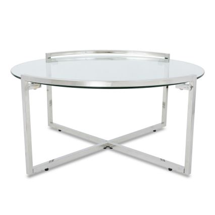 Koffie Tafel SOLAS 40x90 cm glanzend chroom/doorzichtig