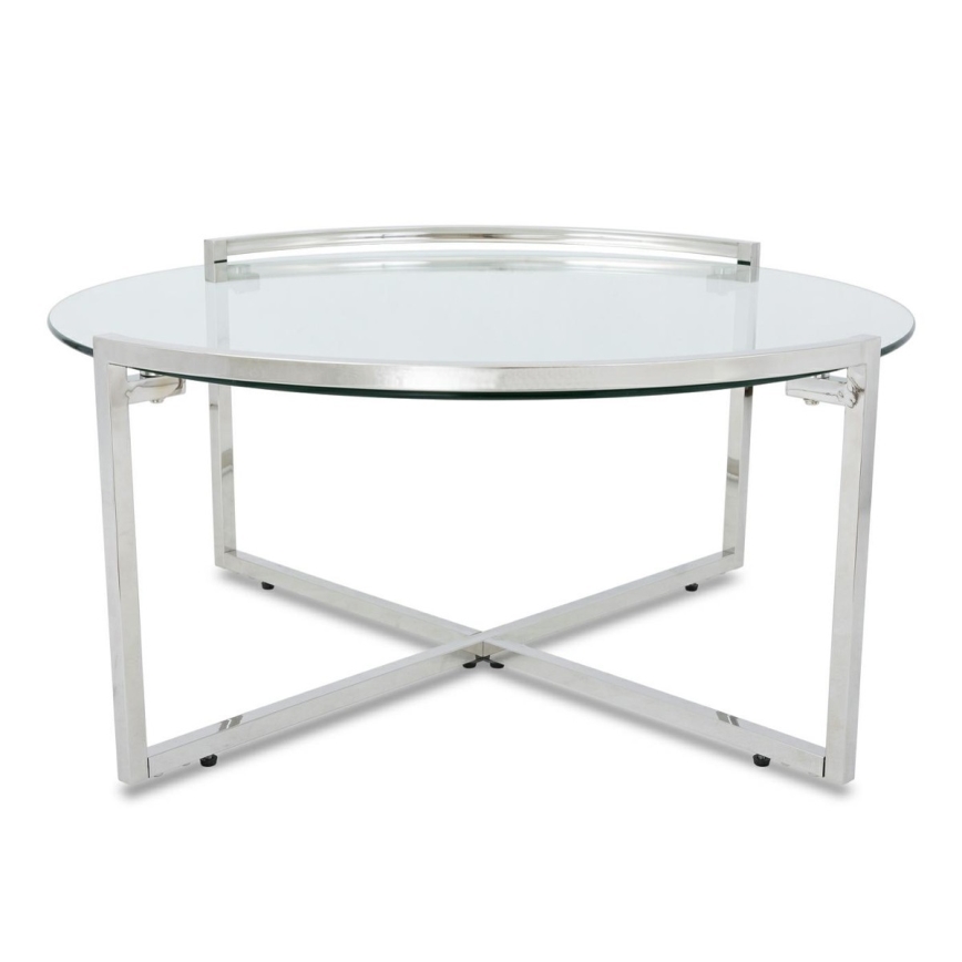 Koffie Tafel SOLAS 40x90 cm glanzend chroom/doorzichtig