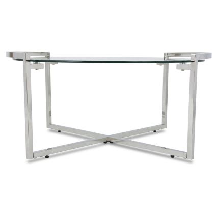 Koffie Tafel SOLAS 40x90 cm glanzend chroom/doorzichtig