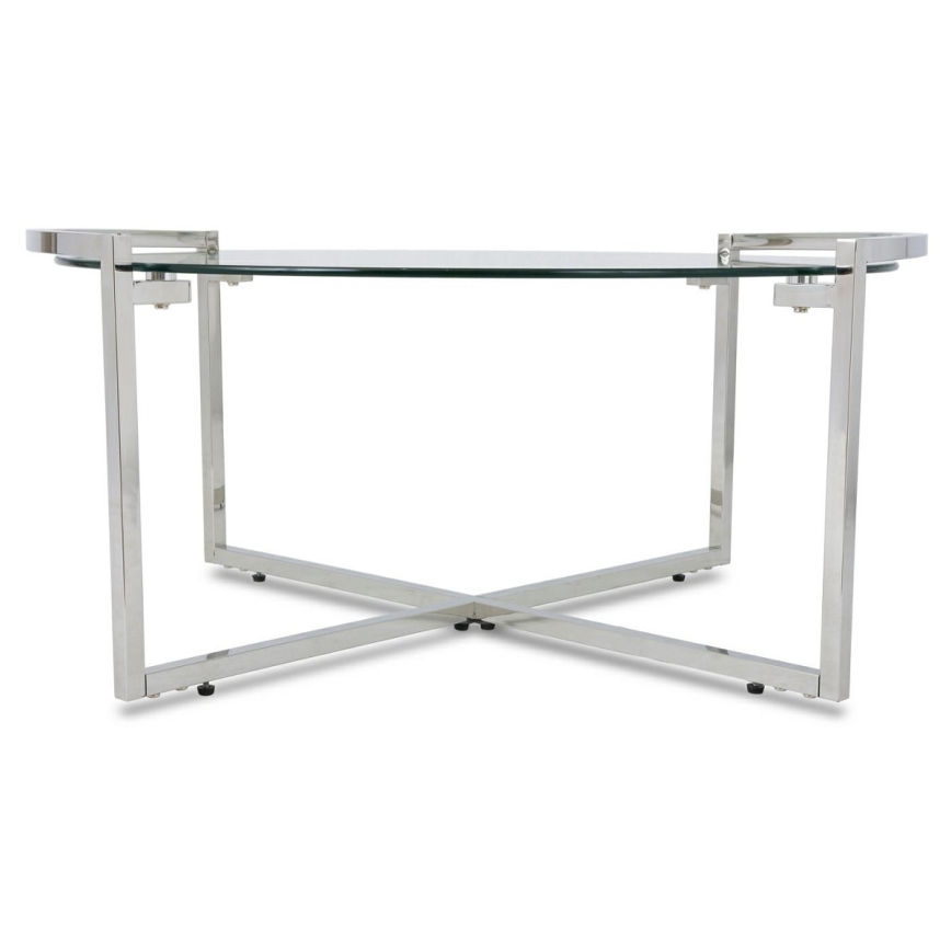 Koffie Tafel SOLAS 40x90 cm glanzend chroom/doorzichtig