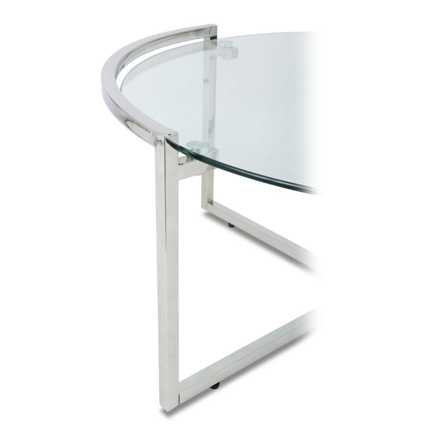 Koffie Tafel SOLAS 40x90 cm glanzend chroom/doorzichtig