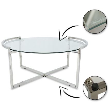 Koffie Tafel SOLAS 40x90 cm glanzend chroom/doorzichtig