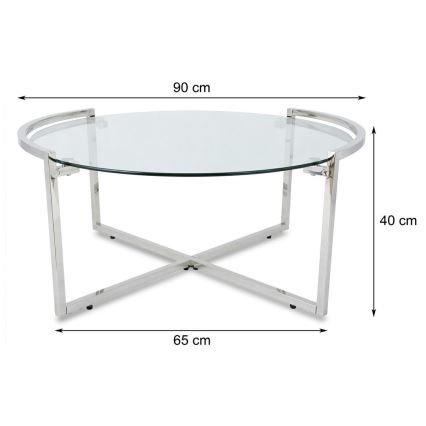 Koffie Tafel SOLAS 40x90 cm glanzend chroom/doorzichtig