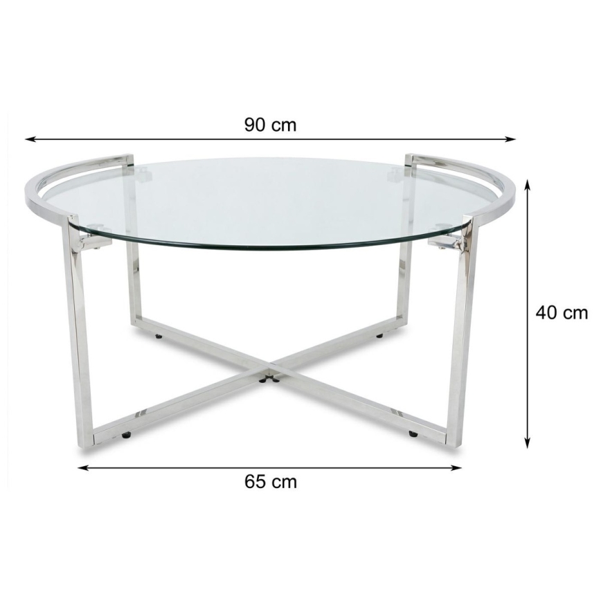 Koffie Tafel SOLAS 40x90 cm glanzend chroom/doorzichtig