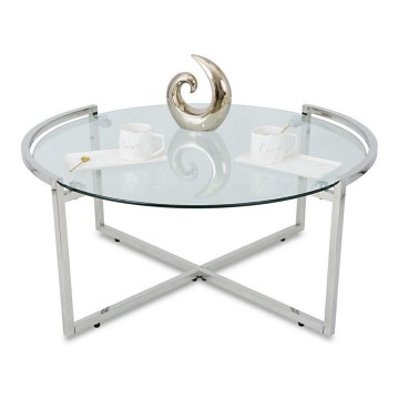 Koffie Tafel SOLAS 40x90 cm glanzend chroom/doorzichtig