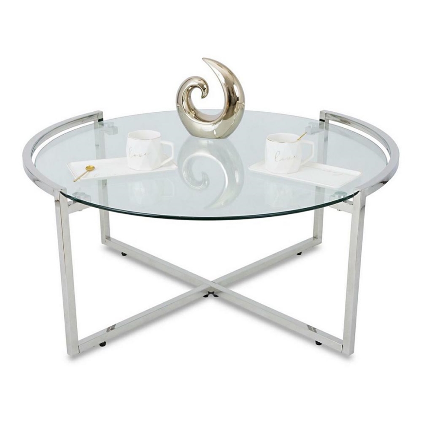 Koffie Tafel SOLAS 40x90 cm glanzend chroom/doorzichtig
