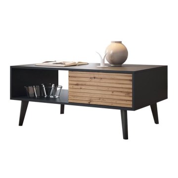Koffie Tafel WILLOW 46x104 cm zwart/eiken ambachts
