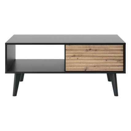 Koffie Tafel WILLOW 46x104 cm zwart/eiken ambachts