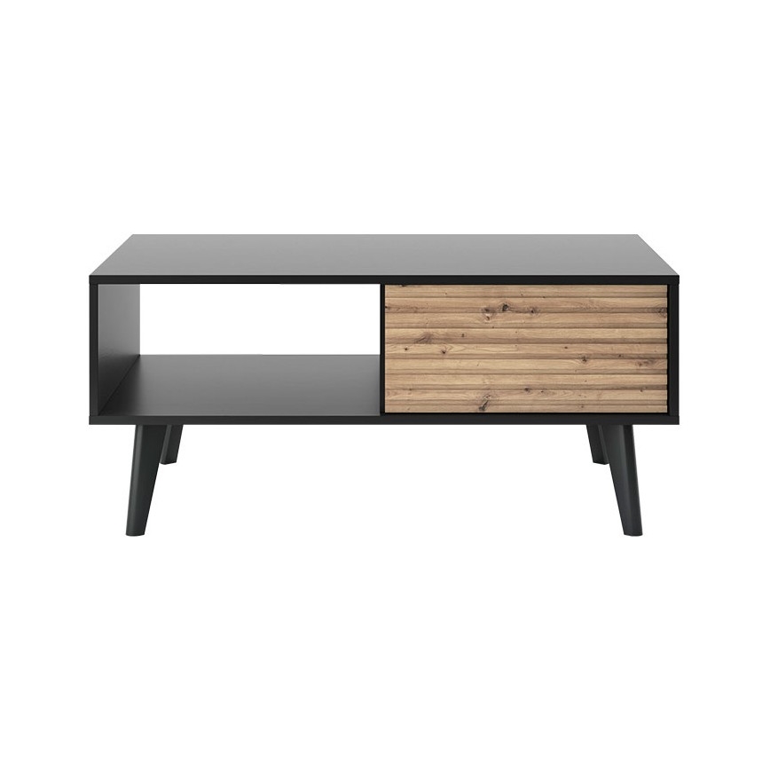 Koffie Tafel WILLOW 46x104 cm zwart/eiken ambachts