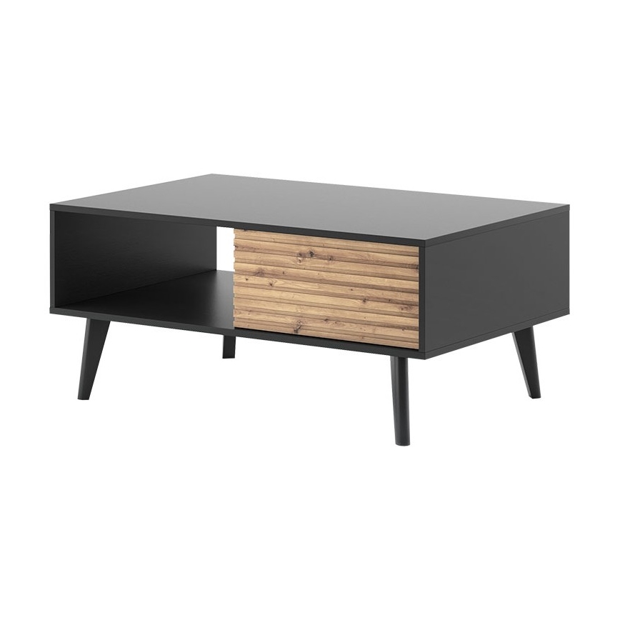 Koffie Tafel WILLOW 46x104 cm zwart/eiken ambachts