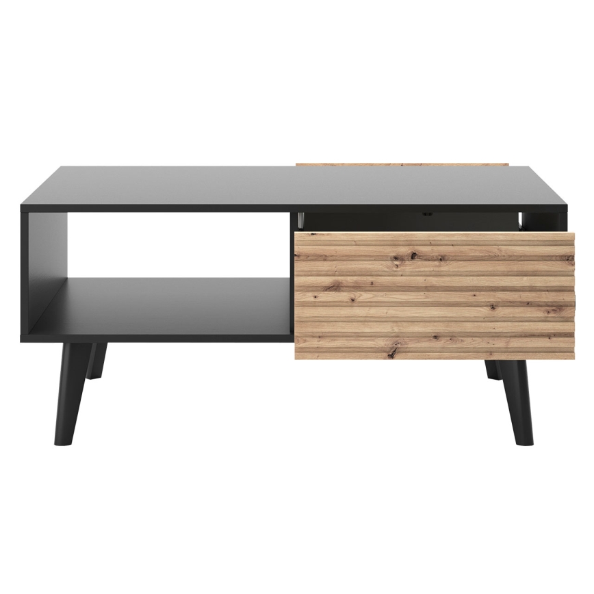 Koffie Tafel WILLOW 46x104 cm zwart/eiken ambachts