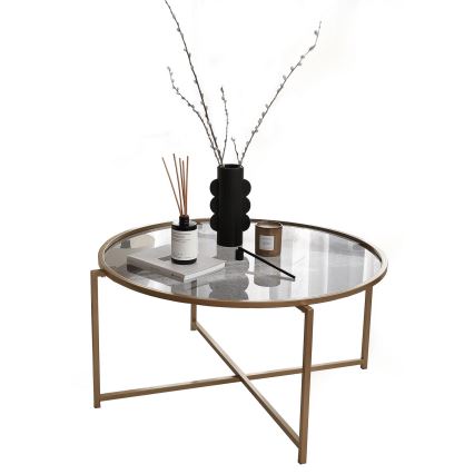 Koffie Tafel ZON 40x83 cm goud/doorzichtig