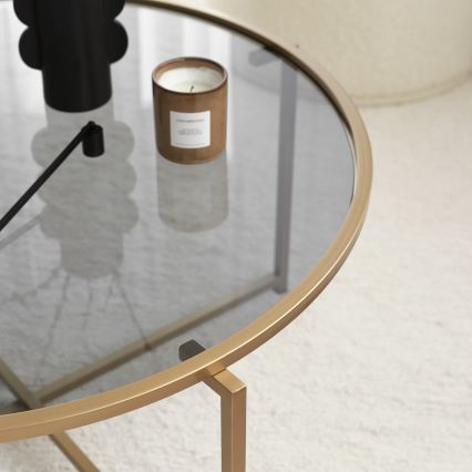 Koffie Tafel ZON 40x83 cm goud/doorzichtig