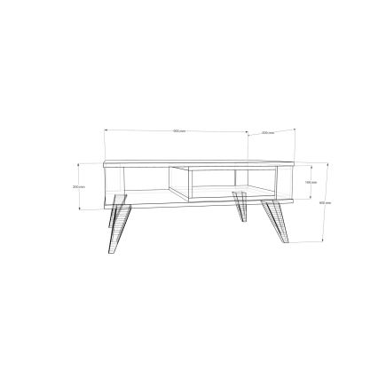 Koffietafel IONIS 40x90 cm bruin/wit