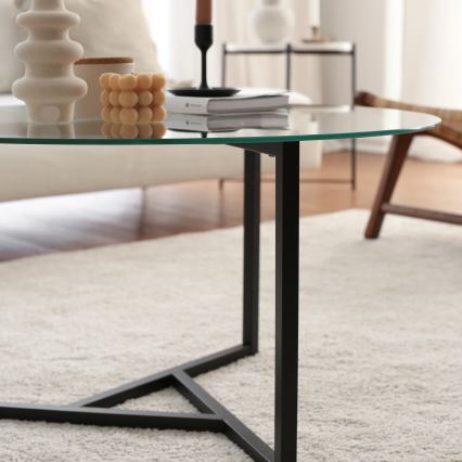 Koffietafel TRIO 42x75 cm transparant/zwart