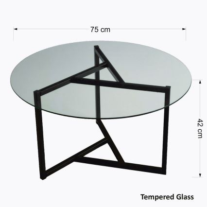 Koffietafel TRIO 42x75 cm transparant/zwart