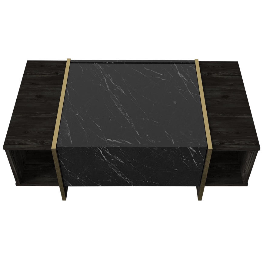 Koffietafel VEYRON 37,3x103,8 cm zwart/goud