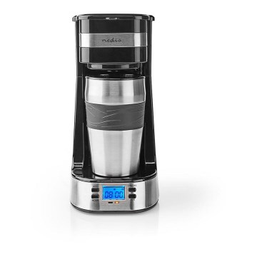 Koffiezetapparaat voor één kopje (0,4 l) met instelbare timer en reisbeker