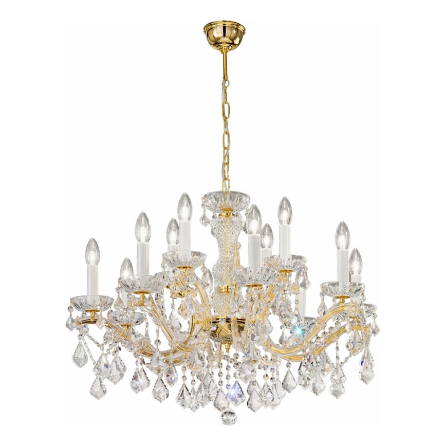 Kolarz 3149.88+4.3.KoT - Kristallen kroonluchter aan ketting MARIA LOUISE 12xE14/40W/230V 24K goud