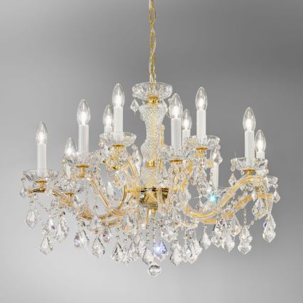 Kolarz 3149.88+4.3.KoT - Kristallen kroonluchter aan ketting MARIA LOUISE 12xE14/40W/230V 24K goud