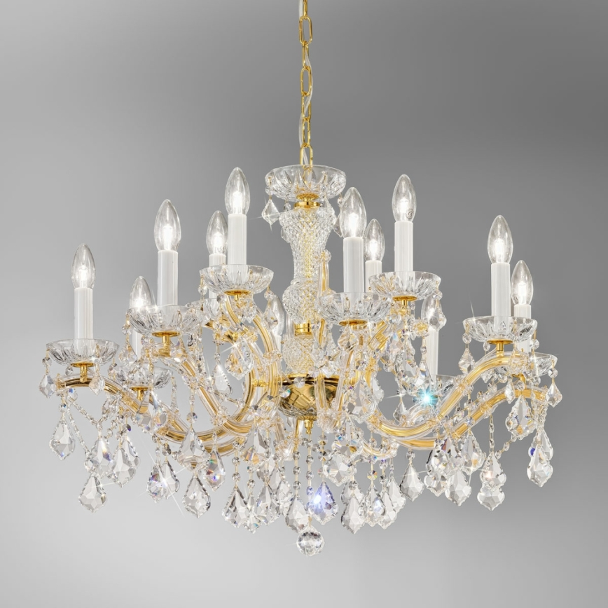 Kolarz 3149.88+4.3.KoT - Kristallen kroonluchter aan ketting MARIA LOUISE 12xE14/40W/230V 24K goud