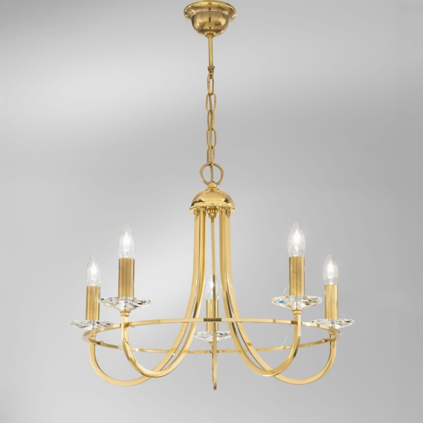 Kolarz 330.85.8C - Kristallen kroonluchter aan ketting IMPERIAL 5xE14/60W/230V goudkleurig