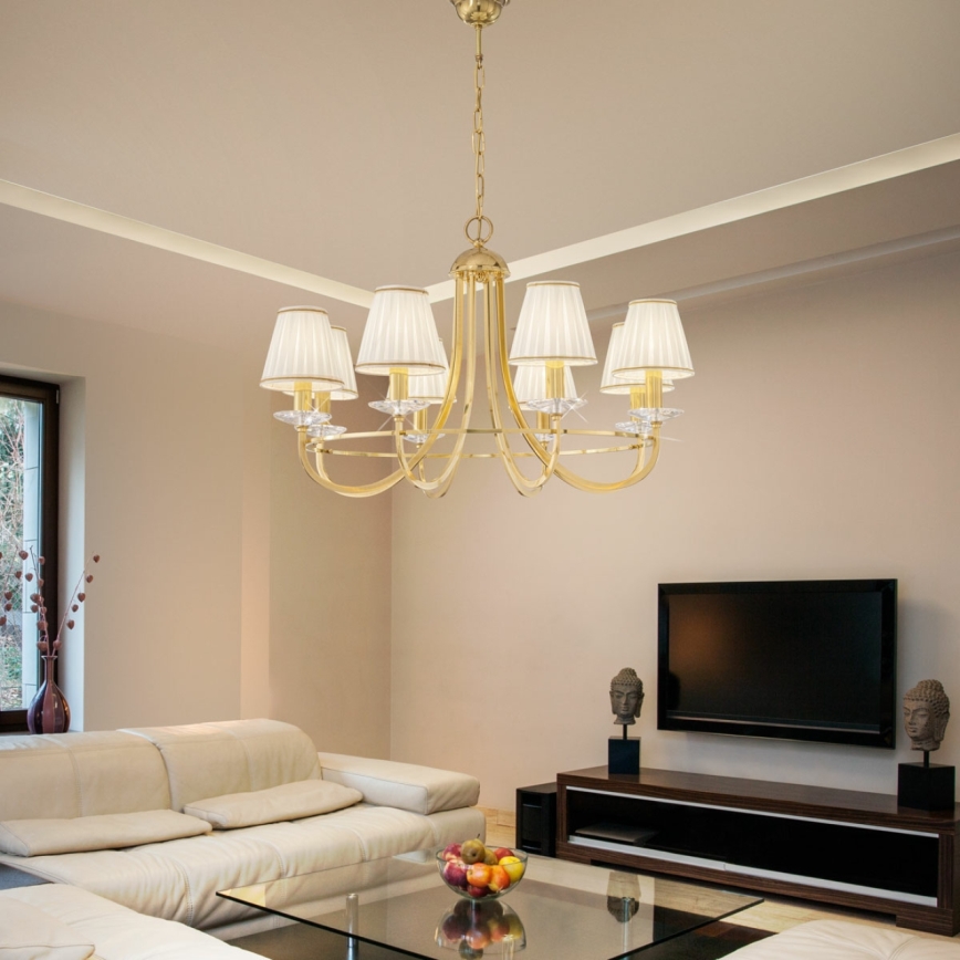Kolarz 330.88.8C - Kristallen kroonluchter aan ketting IMPERIAL 8xE14/60W/230V goudkleurig