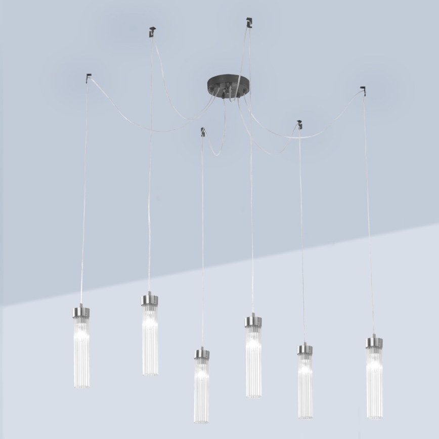 Kolarz 6009.30660 - Hanglamp aan een koord RAGGIO 6xE14/25W/230V spin mat chroom