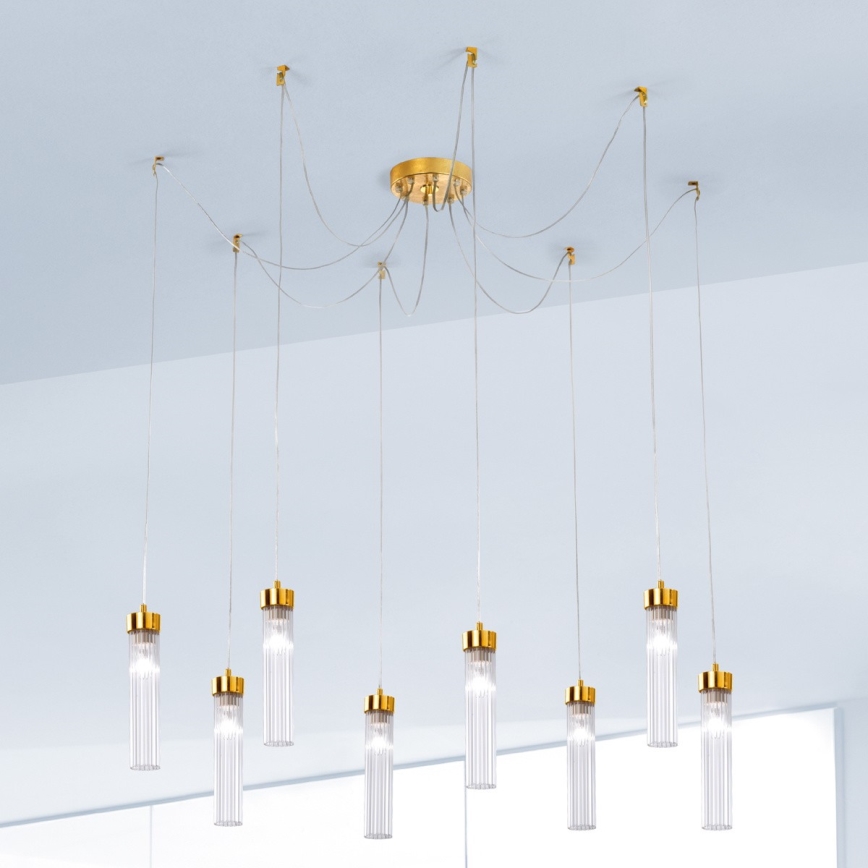 Kolarz 6009.30830 - Hanglamp aan een koord RAGGIO 8xE14/25W/230V spin 24K goud