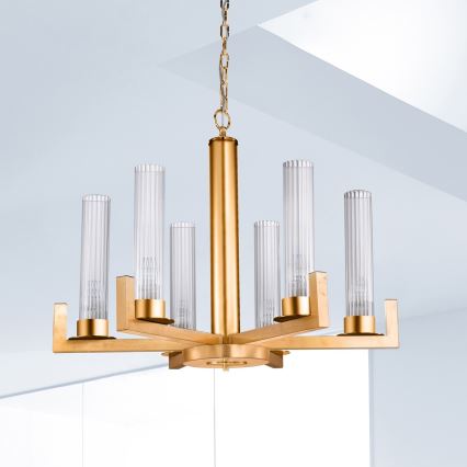 Kolarz 6009.80630 - Hanglamp aan een ketting RAGGIO 6xE14/25W/230V 24K goud