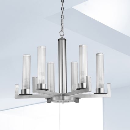 Kolarz 6009.80650 - Hanglamp aan een ketting RAGGIO 6xE14/25W/230V zilver