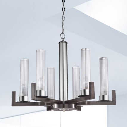 Kolarz 6009.80660 - Hanglamp aan een ketting RAGGIO 6xE14/25W/230V mat chroom