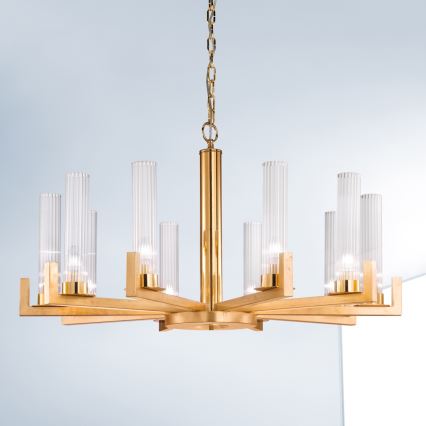 Kolarz 6009.81030 - Hanglamp aan een ketting RAGGIO 10xE14/25W/230V 24K goud