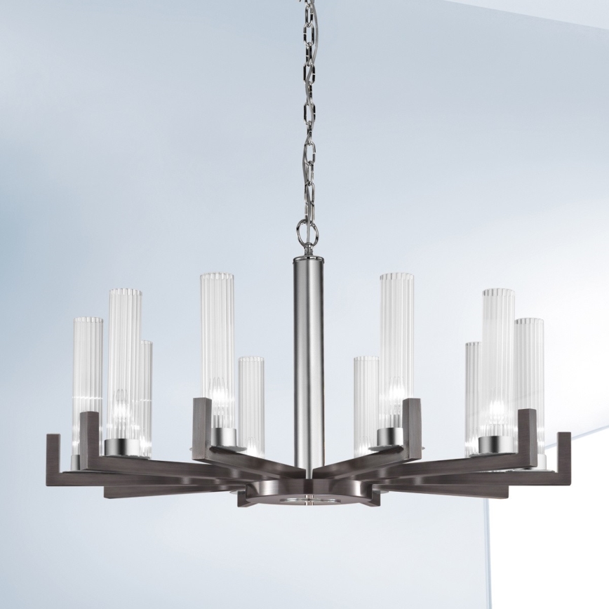 Kolarz 6009.81060 - Hanglamp aan ketting RAGGIO 10xE14/25W/230V mat chroom