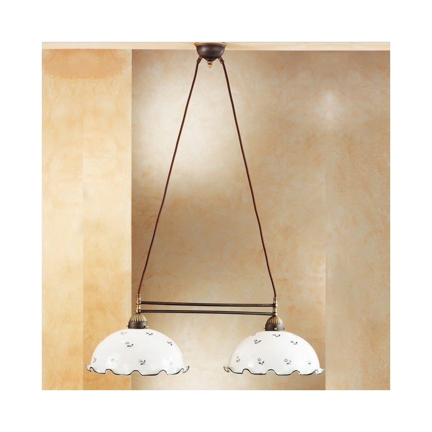 Kolarz 731.82.25 - Kroonluchter aan koord met blauwe decoraties NONNA 2x E27 / 75W / 230V