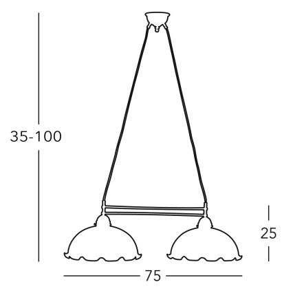 Kolarz 731.82.71 - Kroonluchter aan koord NONNA 2x E27 / 75W / 230V