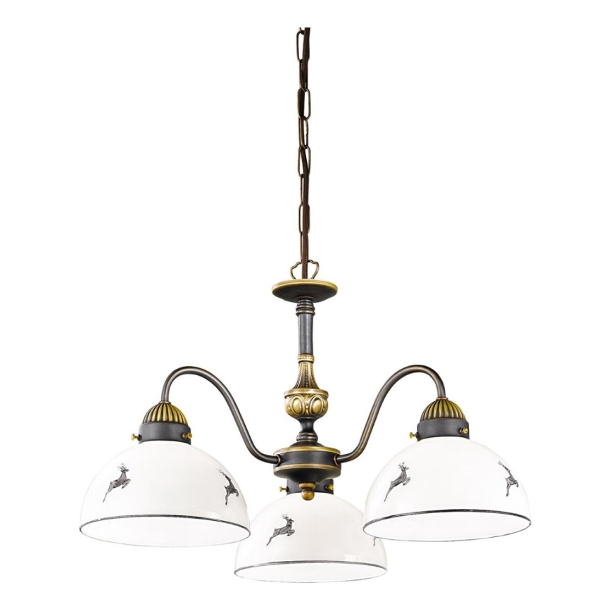 Kolarz 731.83.133 - Hanglamp aan een ketting NONNA 3xE27/75W/230V hert grijs