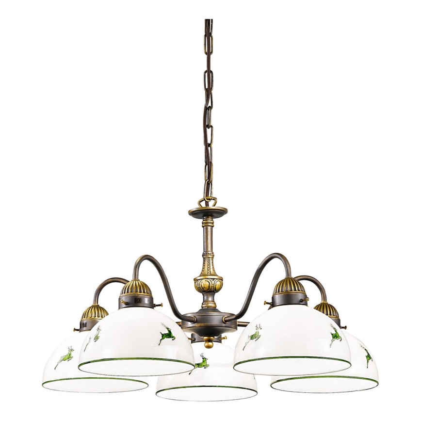 Kolarz 731.85.100 - Hanglamp aan een ketting NONNA 5xE27/75W/230V hert groen
